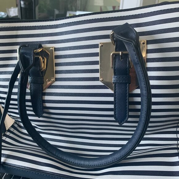 Vintage Inspired Blue Striped Handbag - Picture 1 of 11